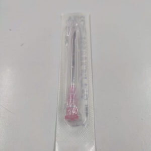 Aguja estéril Disfosfine rosa.