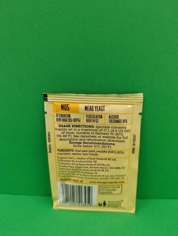 sobre de 10 gramos de levaduradura para hidromiel